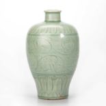 A CHINESE CARVED CELADON MEIPING