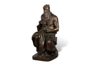 AFTER MICHELANGELO (ITALIAN, 1475-1564), A BRONZE FIGURE OF MOSES, LATE 19TH CENTURY