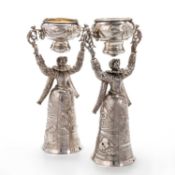 A PAIR OF GERMAN SILVER WAGER CUPS