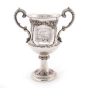 A VICTORIAN SILVER TWO-HANDLED TROPHY CUP