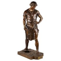 AFTER EMILE LOUIS PICAULT (1833-1915), 'PAX ET LABOR', A FRENCH BRONZE FIGURE OF A MAN