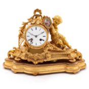 A FRENCH GILT-BRONZE MANTEL CLOCK, CARLHIAN & CORBIERE, THIRD QUARTER OF THE 19TH CENTURY