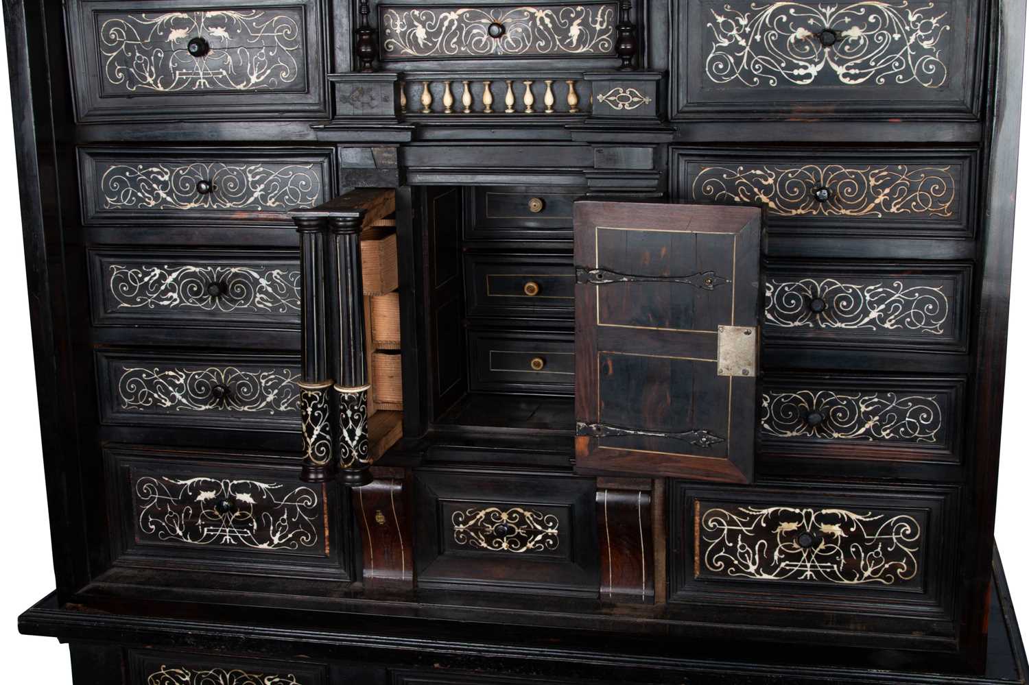 A LATE 17TH CENTURY EBONISED AND IVORY-INLAID CABINET ON STAND - Image 2 of 2