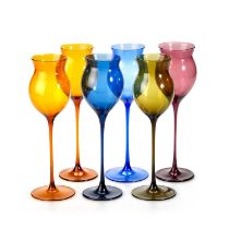 A SET OF SIX LAUSCHA COLOURED GLASS WINES, 20TH CENTURY