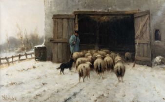 CORNELIS WESTERBEEK (DUTCH 1844-1903) BRINGING IN THE FLOCK