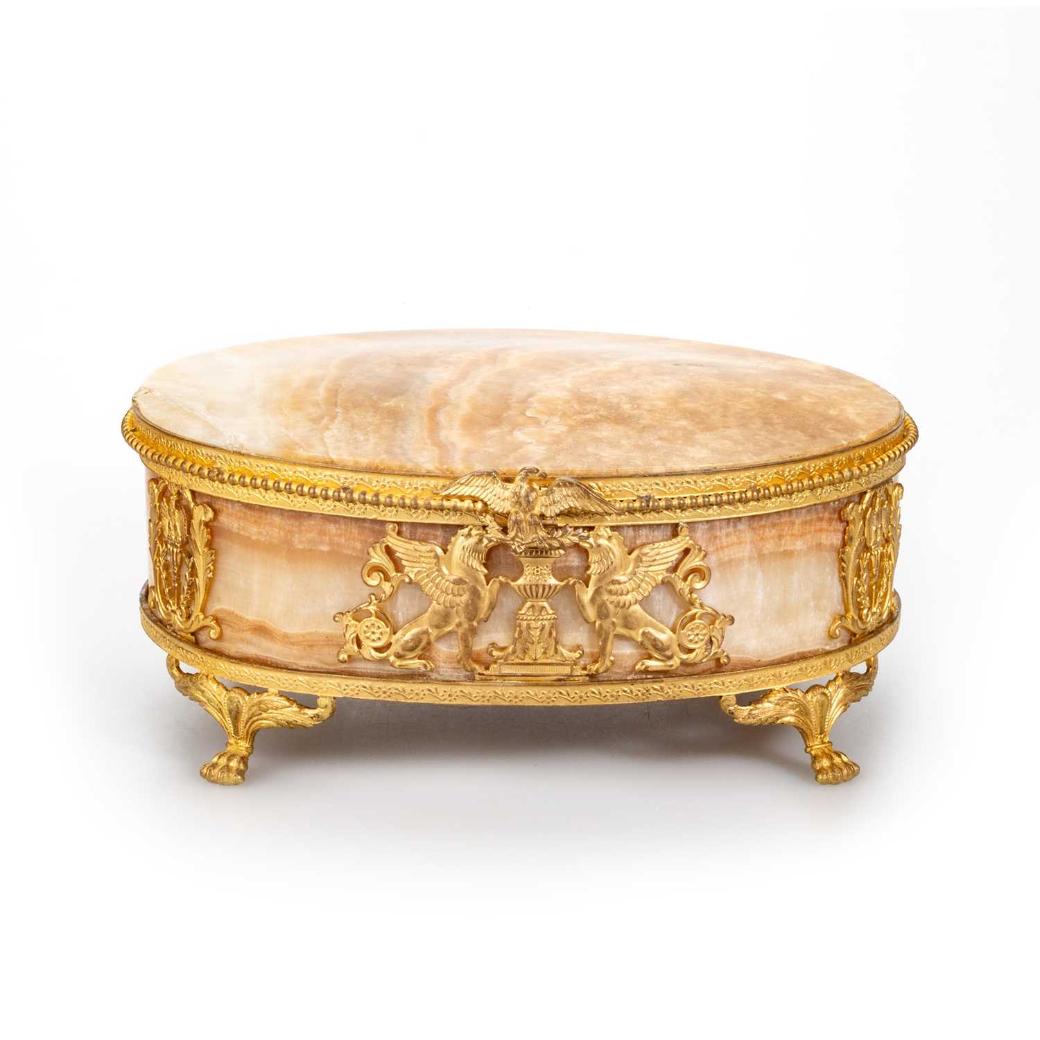 A GILT-METAL MOUNTED MARBLE CASKET, CIRCA 1900