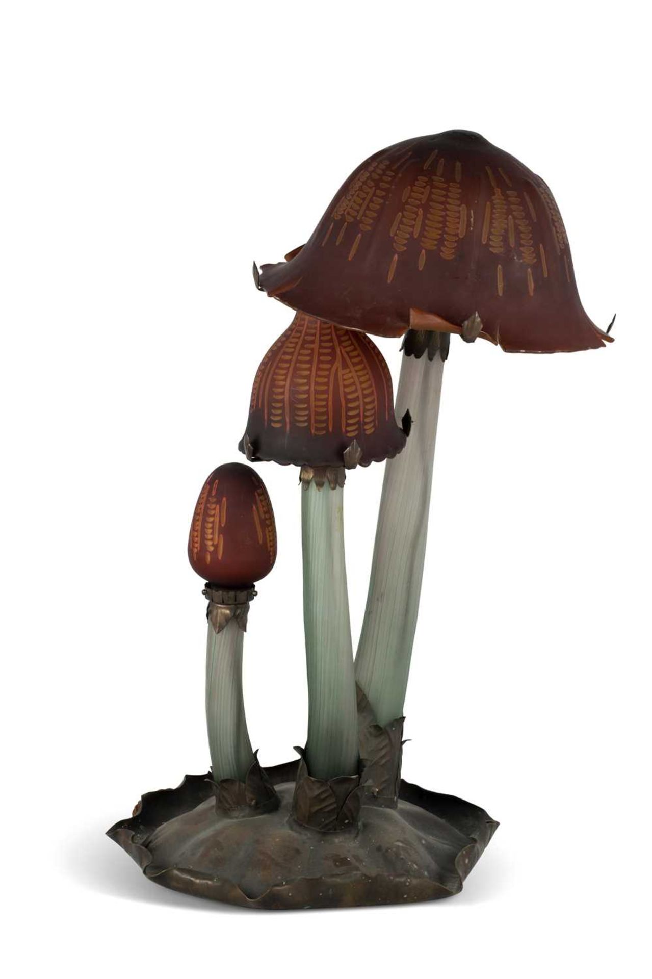 AFTER ÉMILE GALLÉ, A WHIMSICAL ART NOUVEAU STYLE MUSHROOM TABLE LAMP