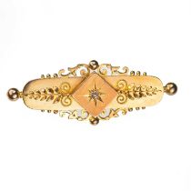 A LATE VICTORIAN 15 CARAT YELLOW GOLD DIAMOND-SET BROOCH