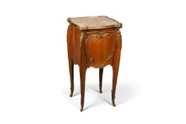 A LOUIS XV STYLE MARBLE-TOPPED, ORMOLU-MOUNTED AND MAHOGANY SIDE TABLE IN THE MANNER OF FRANCOIS LIN