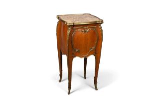 A LOUIS XV STYLE MARBLE-TOPPED, ORMOLU-MOUNTED AND MAHOGANY SIDE TABLE IN THE MANNER OF FRANCOIS LIN