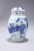 A CHINESE BLUE AND WHITE JAR AND COVER, 17TH CENTURY