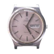 A GENTS STEEL OMEGA AUTOMATIC GENEVE WATCH HEAD