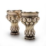 A PAIR OF LARGE CONTINENTAL SILVER BEAKERS