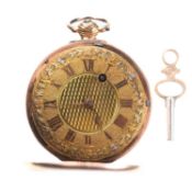 AN 18 CARAT GOLD OPEN FACE POCKET WATCH