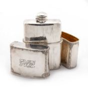 AN ARTS AND CRAFTS SILVER HIP FLASK