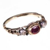 A 19TH CENTURY RUBY AND DIAMOND RING