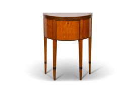 A GEORGE III STYLE ROSEWOOD BANDED SATINWOOD DEMILUNE CARD TABLE