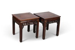 A PAIR OF CHINESE HONGMU SIDE TABLES, LATE 19TH CENTURY