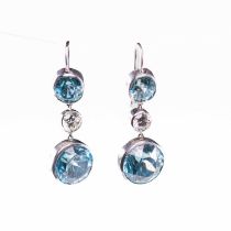 A PAIR OF DIAMOND AND ZIRCON DROP EARRINGS