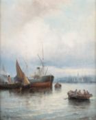 WILLIAM ONSLOW THORNLEY (FL 1858-1904) SHIPPING AT GRAVESEND