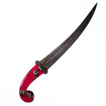 AN INLAID RED CRYSTAL-HILTED DAGGER, MUGHAL, INDIA, 18TH-19TH CENTURY