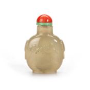A CHINESE CELADON NEPHRITE SNUFF BOTTLE