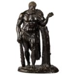 A 19TH CENTURY BRONZE FIGURE OF HERCULES, FRENCH OR ITALIAN