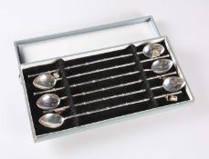 A SET OF SIX STERLING SILVER ICED TEA SPOONS/ STRAWS
