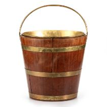 A BRASS-BOUND COOPERED MAHOGANY OYSTER BUCKET