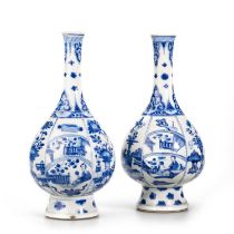 TWO CHINESE BLUE AND WHITE PORCELAIN BOTTLE VASES, KANGXI PERIOD