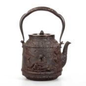 A JAPANESE TETSUBIN (IRON KETTLE) AND COVER, BY DAIKOKU, MADE FOR THE SEIJUDO COMPANY, MEIJI PERIOD