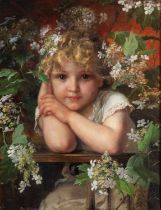 PAUL HERMANN WAGNER (GERMAN 1852-1937) PORTRAIT OF A CHILD SURROUNDED BY BLOSSOM