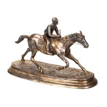 AFTER P.J. MÊNE, A SILVERED-BRONZE EQUESTRIAN GROUP