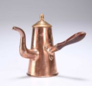 A 19TH CENTURY COPPER MINIATURE CHOCOLATE POT