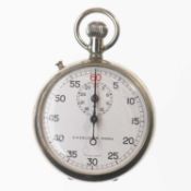 A WHITE METAL EXCELSIOR PARK MILITARY SPLIT SECONDS STOPWATCH