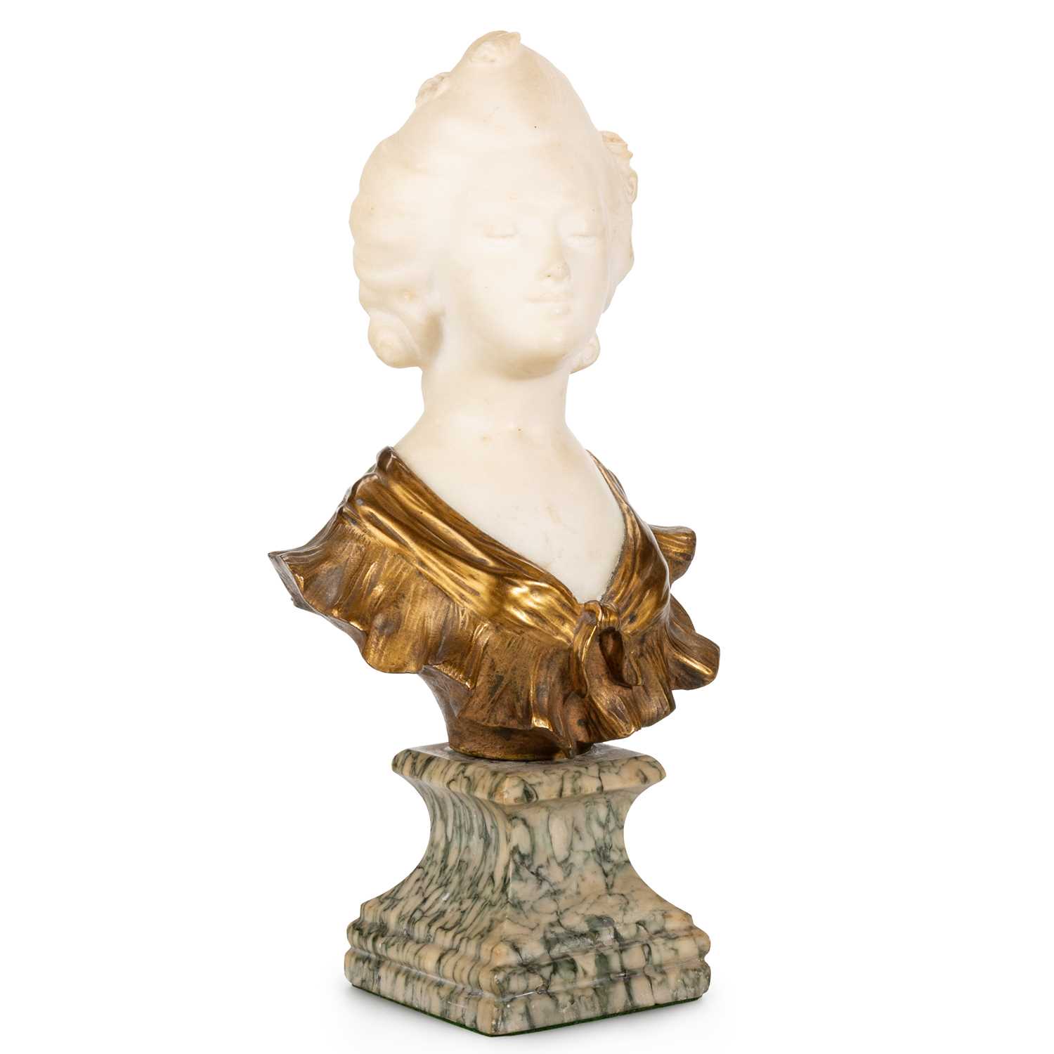 AN ITALIAN ALABASTER AND ORMOLU-MOUNTED BUST OF MARIE-ANTOINETTE