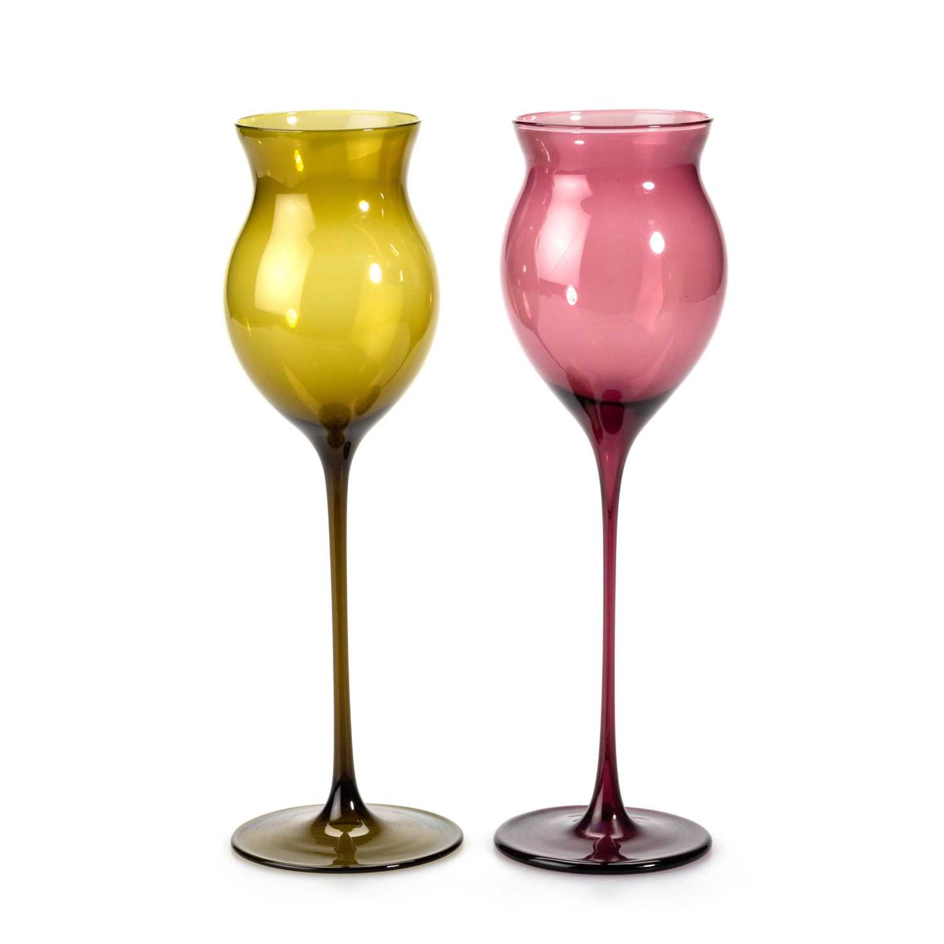 A SET OF SIX LAUSCHA COLOURED GLASS WINES, 20TH CENTURY - Image 3 of 4