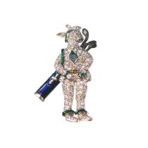 AN UNUSUAL DIAMOND AND ENAMEL BROOCH, POSSIBLY BY RAYMOND YARD