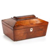 A 19TH CENTURY ROSEWOOD JEWELLERY BOX