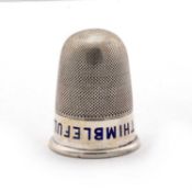 A VICTORIAN SILVER AND ENAMEL THIMBLE CUP