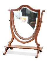 AN EDWARDIAN INLAID MAHOGANY TOILET MIRROR