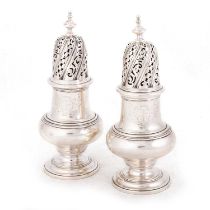 A PAIR OF GEORGE II SILVER CASTERS