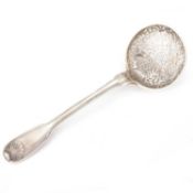 AN 18TH CENTURY FRENCH SILVER SIFTING LADLE