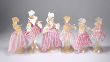 A COLLECTION OF SIX VENETIAN MURANO GLASS CARNIVAL FIGURES