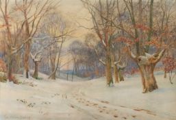 WALTER FOLLEN BISHOP (1856-1936) WOODLAND PATH IN WINTER