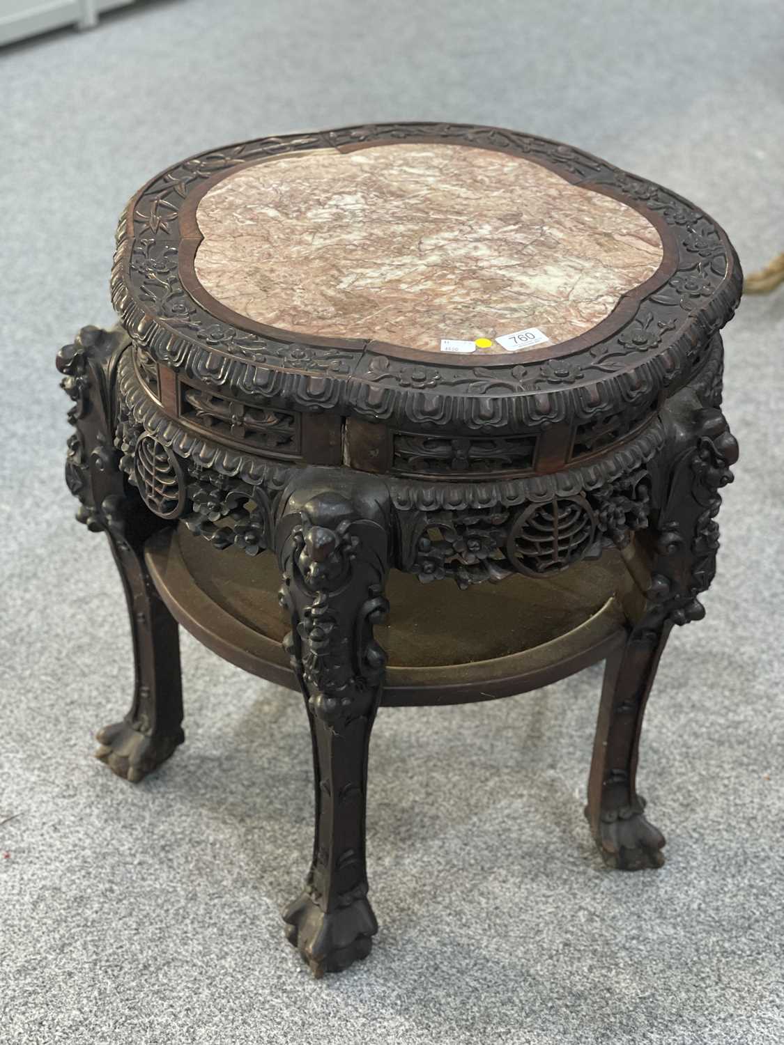 A 19TH CENTURY CHINESE MARBLE AND HARDWOOD JARDINIÈRE STAND - Image 6 of 6