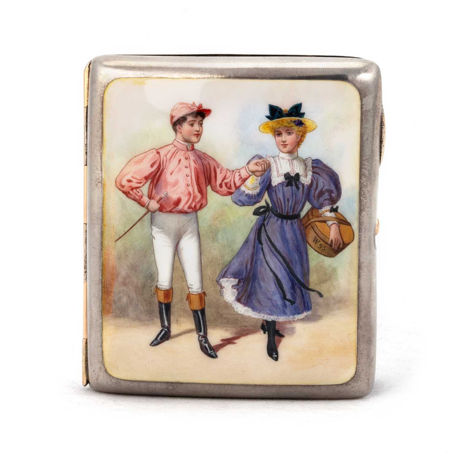 A VICTORIAN SILVER AND ENAMEL CIGARETTE CASE - Image 2 of 3