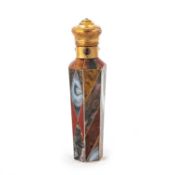 A LARGE 'SCOTTISH PEBBLE' GOLD AND HARDSTONE SCENT BOTTLE, CIRCA 1865