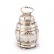A LATE 17TH CENTURY GERMAN PARCEL-GILT SILVER CANISTER