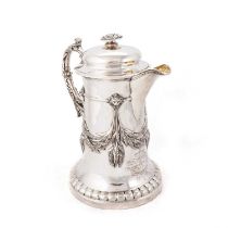A LARGE MID-19TH CENTURY INDIAN COLONIAL SILVER BEER JUG